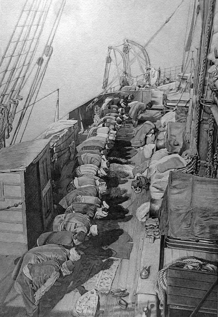 Намаз на корабле, плывущем в Мекку. Конец XIX века