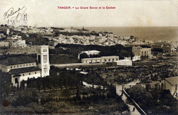 Открытка «Город Танжер – главный сук (базар) и Касба (крепостное сооружение внутри старого города)», 1909.