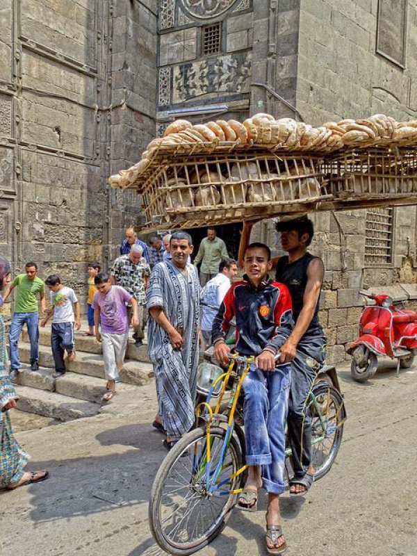 Это стоит увидеть: самая необычная доставка хлеба в Каире