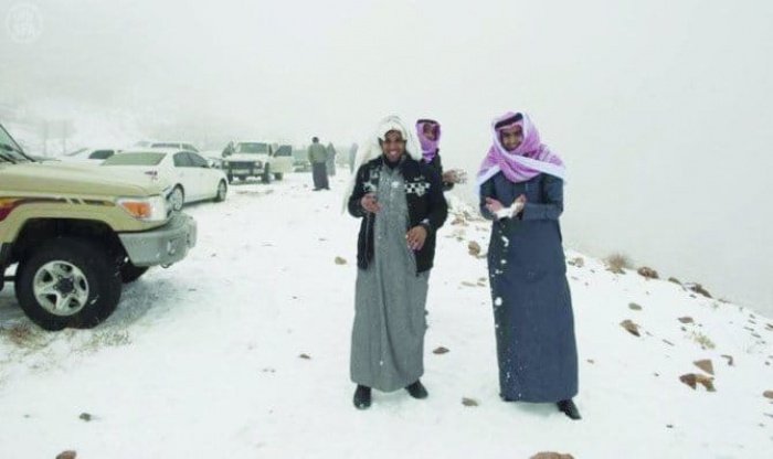 В Саудовской Аравии неожиданно выпал снег 
