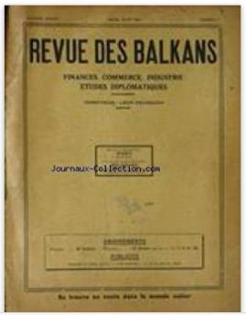 Обложка одного из журналов “Revue des Balkans” за 1924 год
