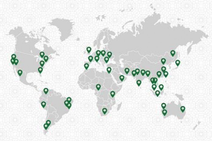 локации наиболее массовых загрузок приложения Muslim Pro на карте мира