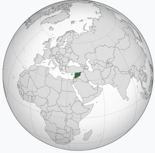 Сирия на карте восточного полушария