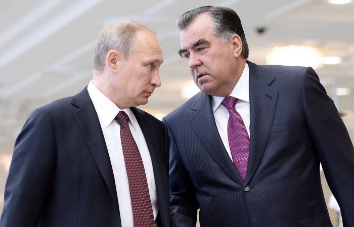 Путин и Рахмон на одной из предыдущих встреч. (Фото: © Алексей Никольский/ТАСС).