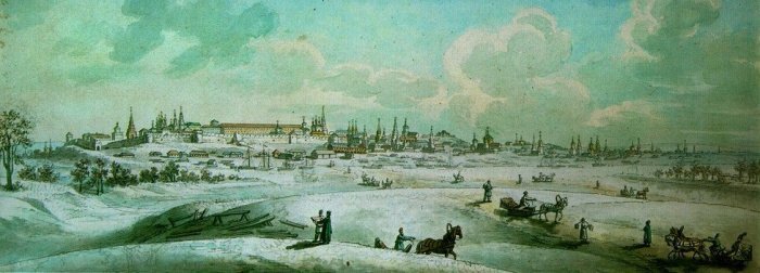 Западная панорама Казани. Рисунок Е.Корнеева, 1803 г.