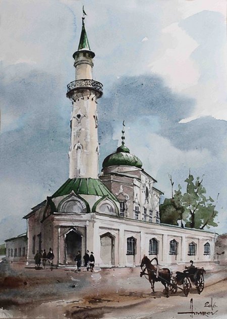 Мечеть «Нурулла» («Сенная»). Художник Ильяс Айдаров. Фото: aidarovart.ru 