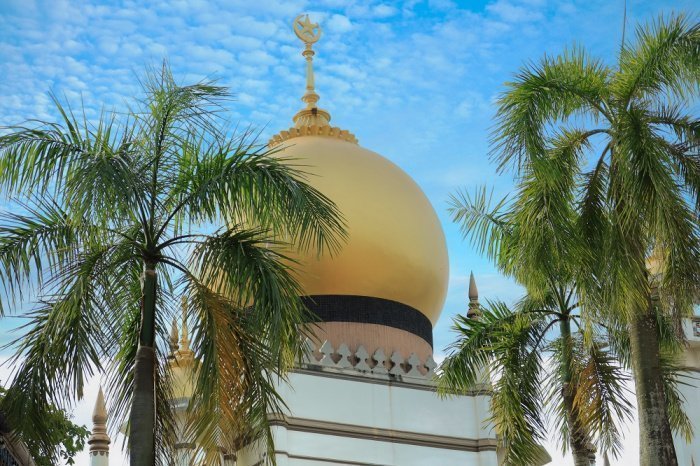 Мечеть Султана Хуссейна (Masjid Sultan или Sultan Mosque) — старейшая и самая значимая для сингапурских мусульман мечеть в стране, расположенная на территории квартала Кампонг Глам. Фото: elements.envato.com