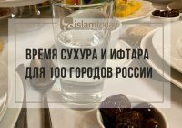  Рамадан-2026: время сухура и ифтара для 100 городов России 